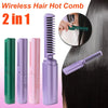 Professional Wireless Hair Straightener Curler Comb Fast Heating Negative Ion Straightening Curling Brush Hair Styling Tools